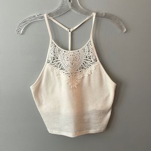 Halter Cropped Mesh White top